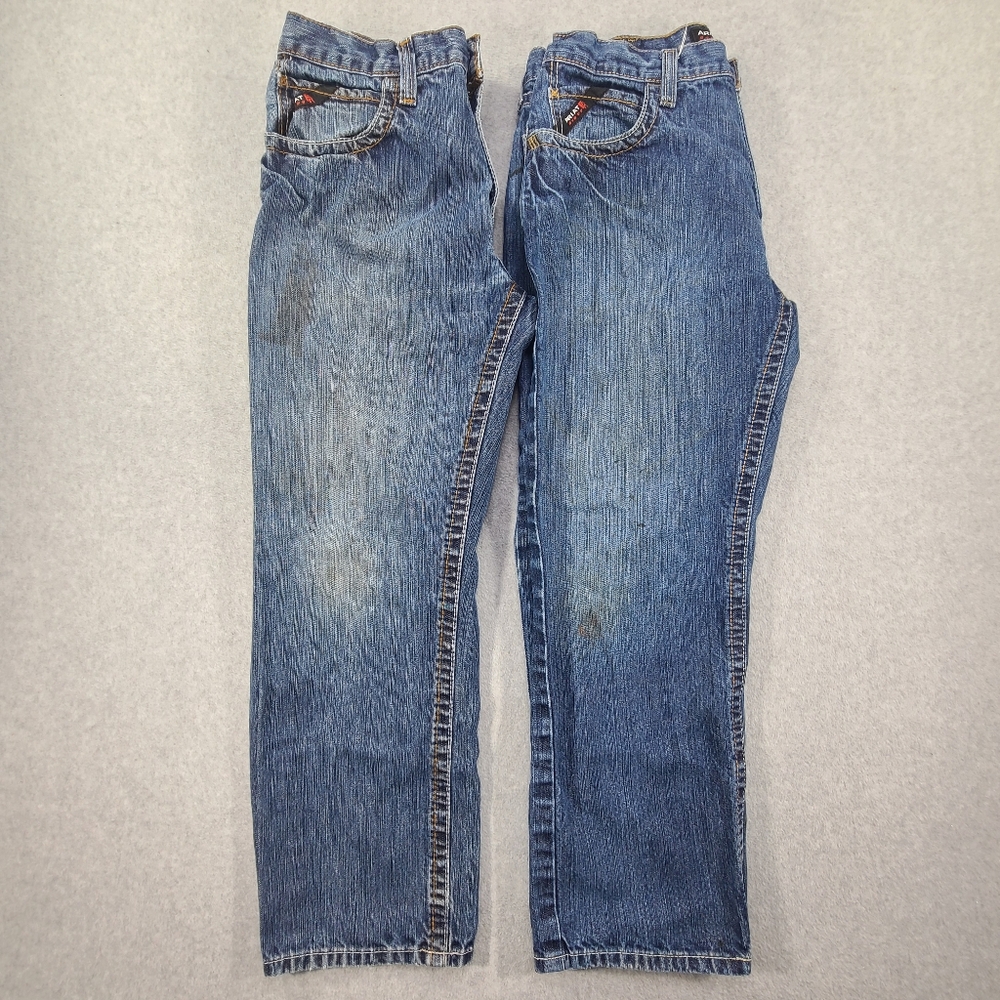 2 Pair Ariat FR M3 Cat2 Loose Denim Jeans Tag 34x30 Fit 33x29 Distressed Stained